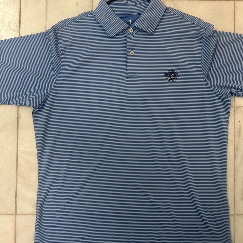 River Oaks CC - Size M - Fairway & Greene Light Blue Striped Polo